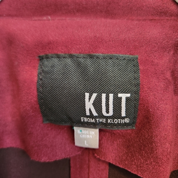KUT FROM THE KLOTH JACEE DRAPED MOTO JACKET BURGANDY SIZE LARGE EUC - Picture 7 of 7